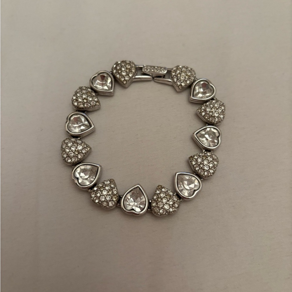 Swarovski Heart Link Bracelet - Rhodium plated